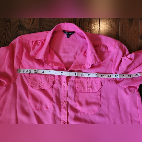 Sheer Pink Button Blouse, like new. - Picture 10 of 10